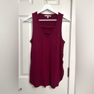 Express Wine V-Neck Tank with Triple Back Straps